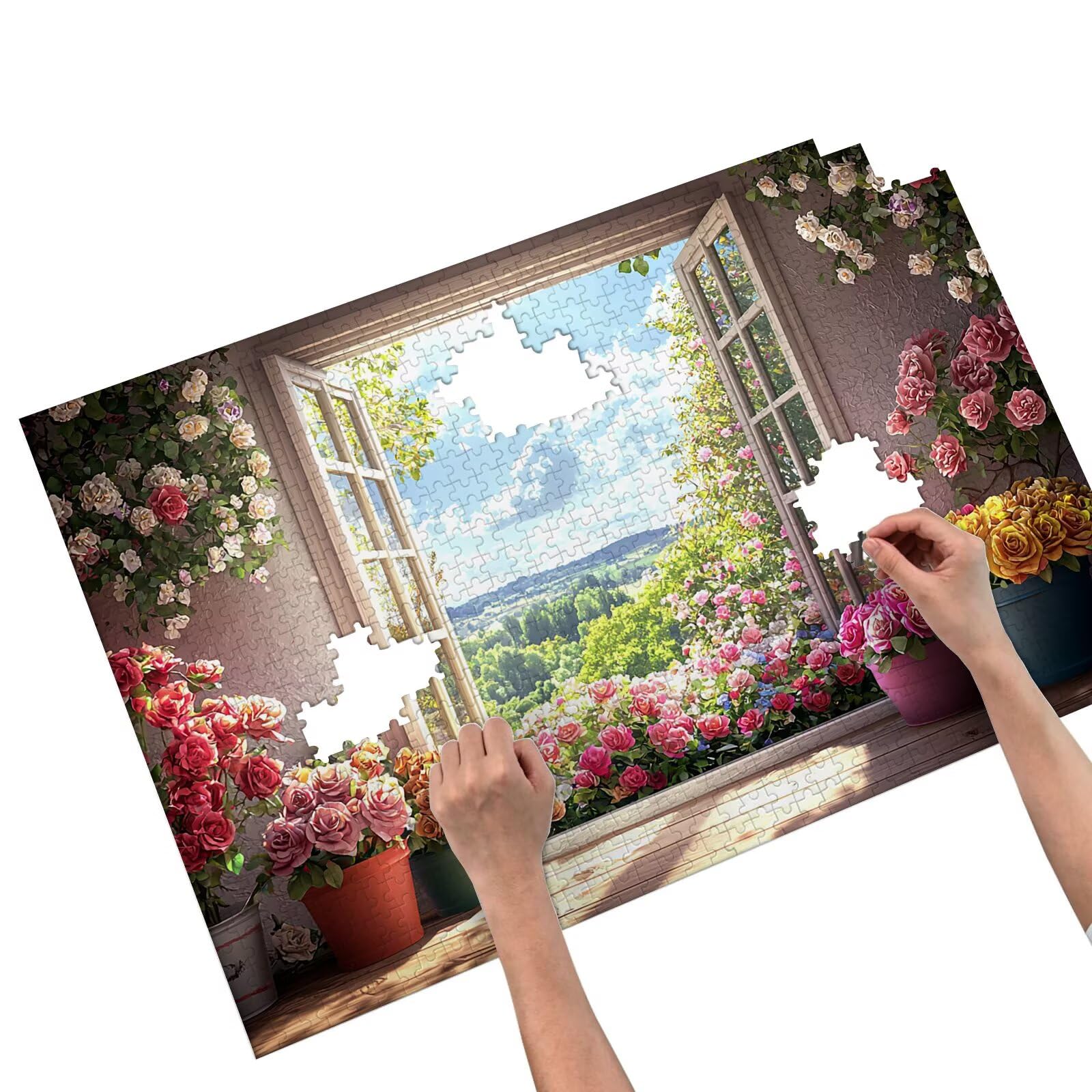 Puzzle 3000 elementów dla dorosłych, puzzle do pokoju kwiatowego dla dorosłych, drewniane puzzle z pudełkiem prezentowym, gra koncentracyjna dla dorosłych, 3000 elementów puzzli do dekoracji ścian
