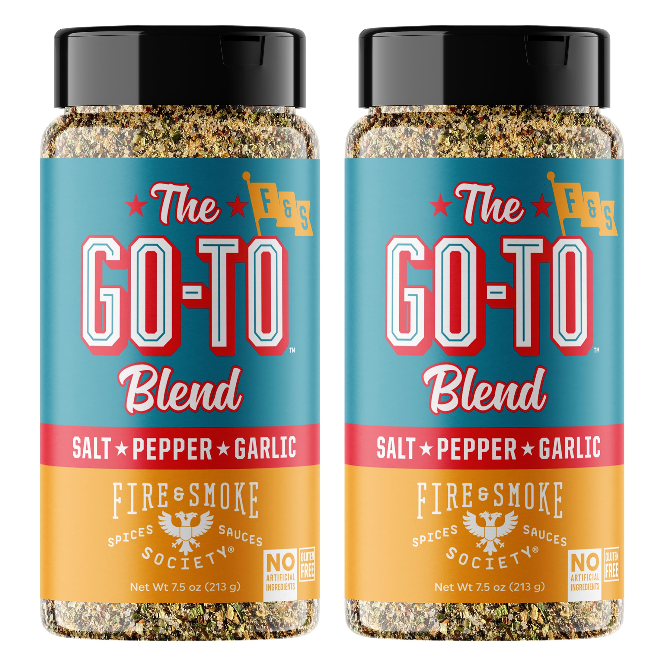 Fire & Smoke SocietyThe Go-To All Purpose Seasoning | BBQ Rubs for Smoking and Grilling | Steak, Chicken, Pork, Burgers, Veggies | Sea Salt, Black Pepper, Toasted Onion, Garlic | Large (2-Pack)