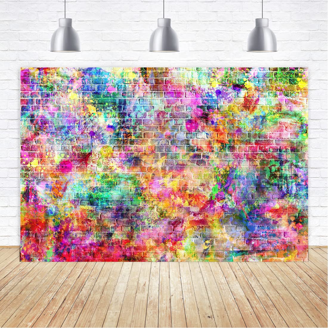 6x4ft Graffiti Brick Wall Birthday Photography Backdrops Baby Shower Colorful Urban Street Art Background for Photography Vinyl Photo Booth Props
