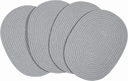 Kosmeey Paquete de 4 manteles individuales de tejido ovalado, manteles individuales de ratán de 12 x 16 pulgadas, manteles individuales de mimbre de