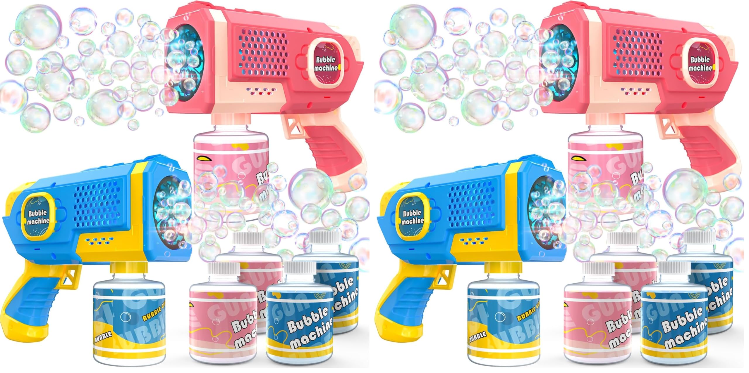 EagleStone 4er Pack Seifenblasenpistole mit bunten LED Lichtern, automatische Seifenblasenmaschine für Kinder und Kleinkinder, Outdoor Spielzeug Geschenk für Hochzeit Geburtstag Ostern