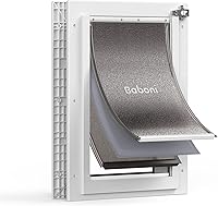 Baboni Medium 3-Flap Pet Door for Dogs & Cats Up to 40lbs - Durable Weatherproof Plastic, Telescoping Tunnel, Secure Metal Lock for Interior/Exterior Doors