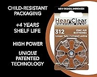 Vista 2 de HearClear Pilas para audífonos 312, PR41, etiqueta marrón (120 pilas)