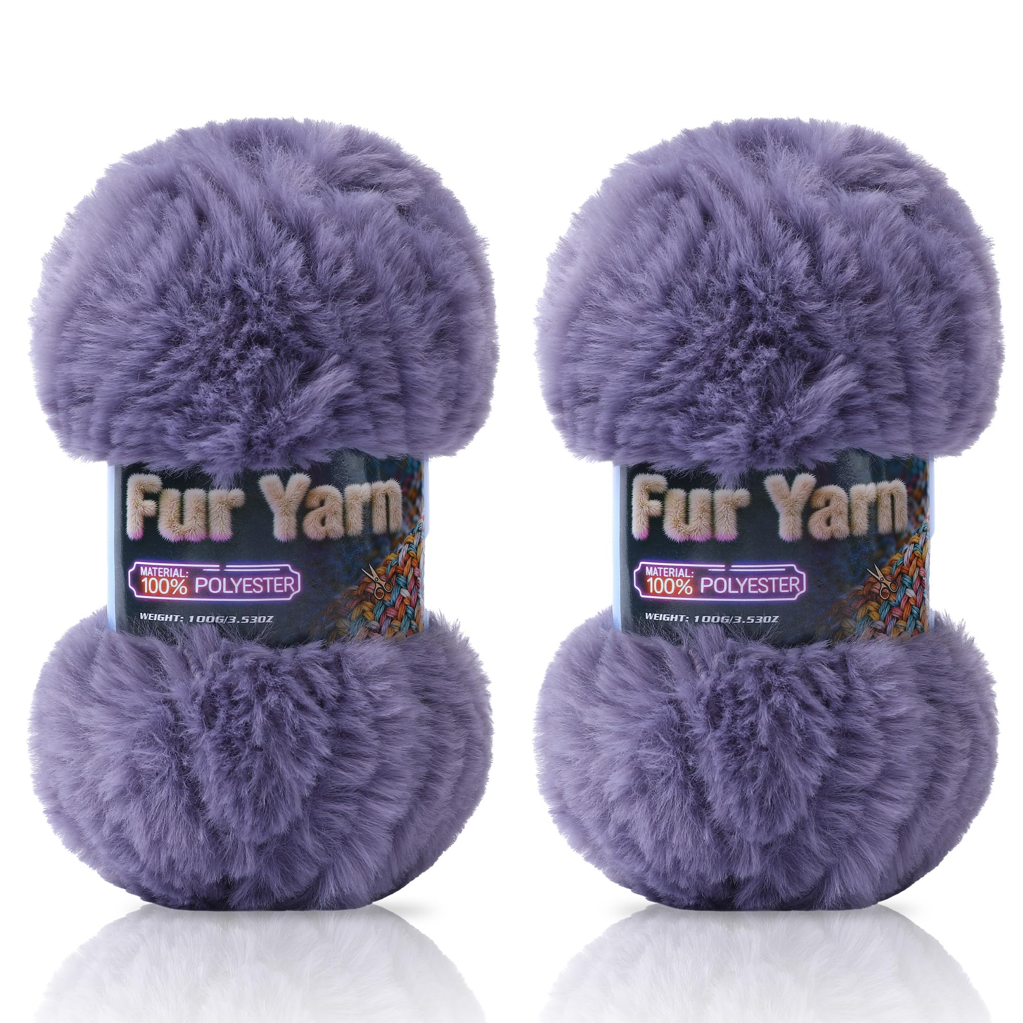 Faux Fur Yarn Soft Fluffy for Crocheting - 2 Skeins(Each 3.5oz/100g, 71yd/65m) - Chunky & Fluffy Yarn for Crochet Amigurumi, Blankets, Hand Knitting, Scarves &Crafts (2, Beige) — view 15