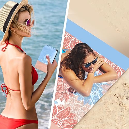 Miniatura 3 de Manta de playa a prueba de arena, extra grande, para adultos, impermeable, de secado rápido, libre de arena, hecha de poliéster de alta calidad con