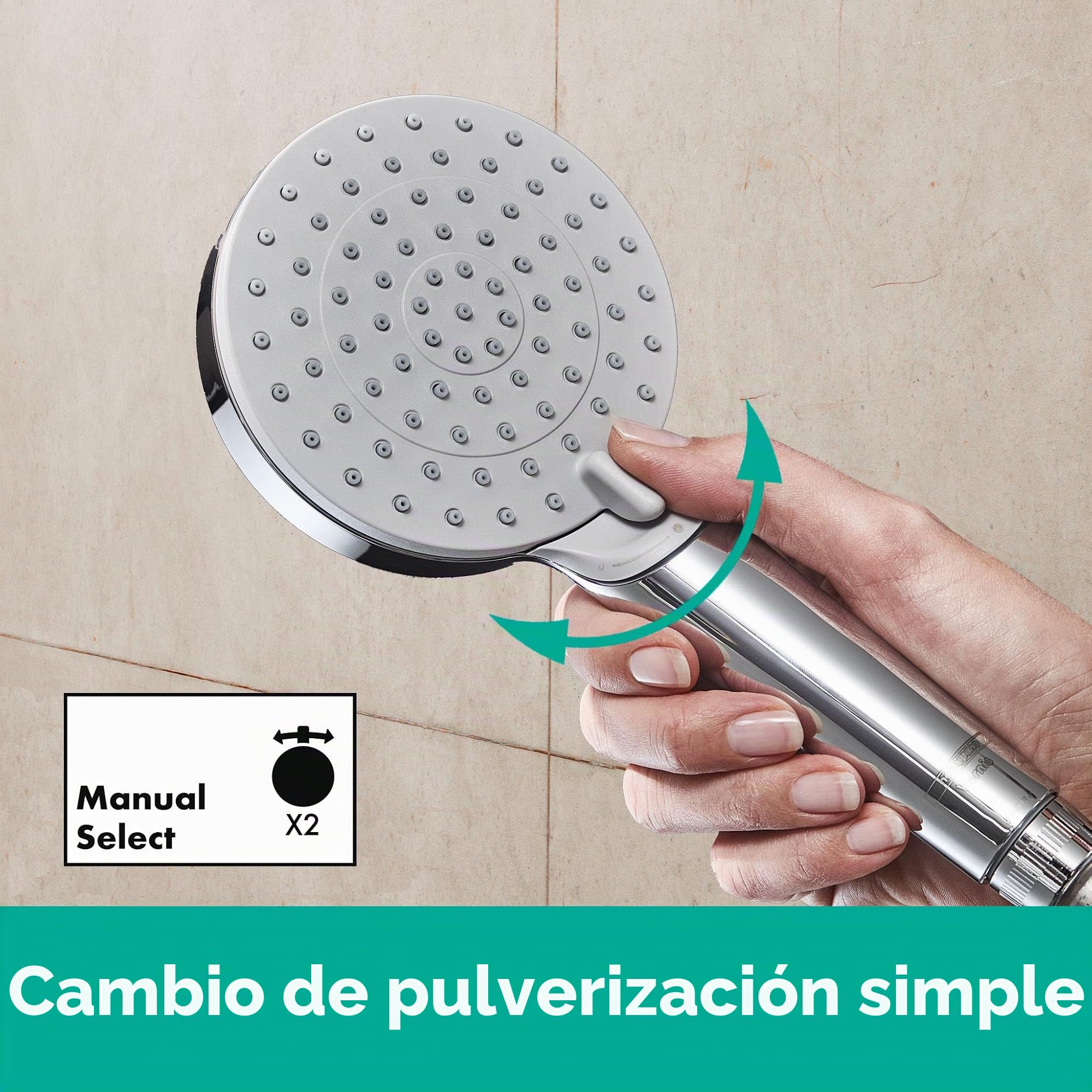 Hansgrohe Vernis Blend Sistema de ducha con termostato 200, 1 tipo de chorro Ahorro de agua con termostato de bañera, cromo, 26079000