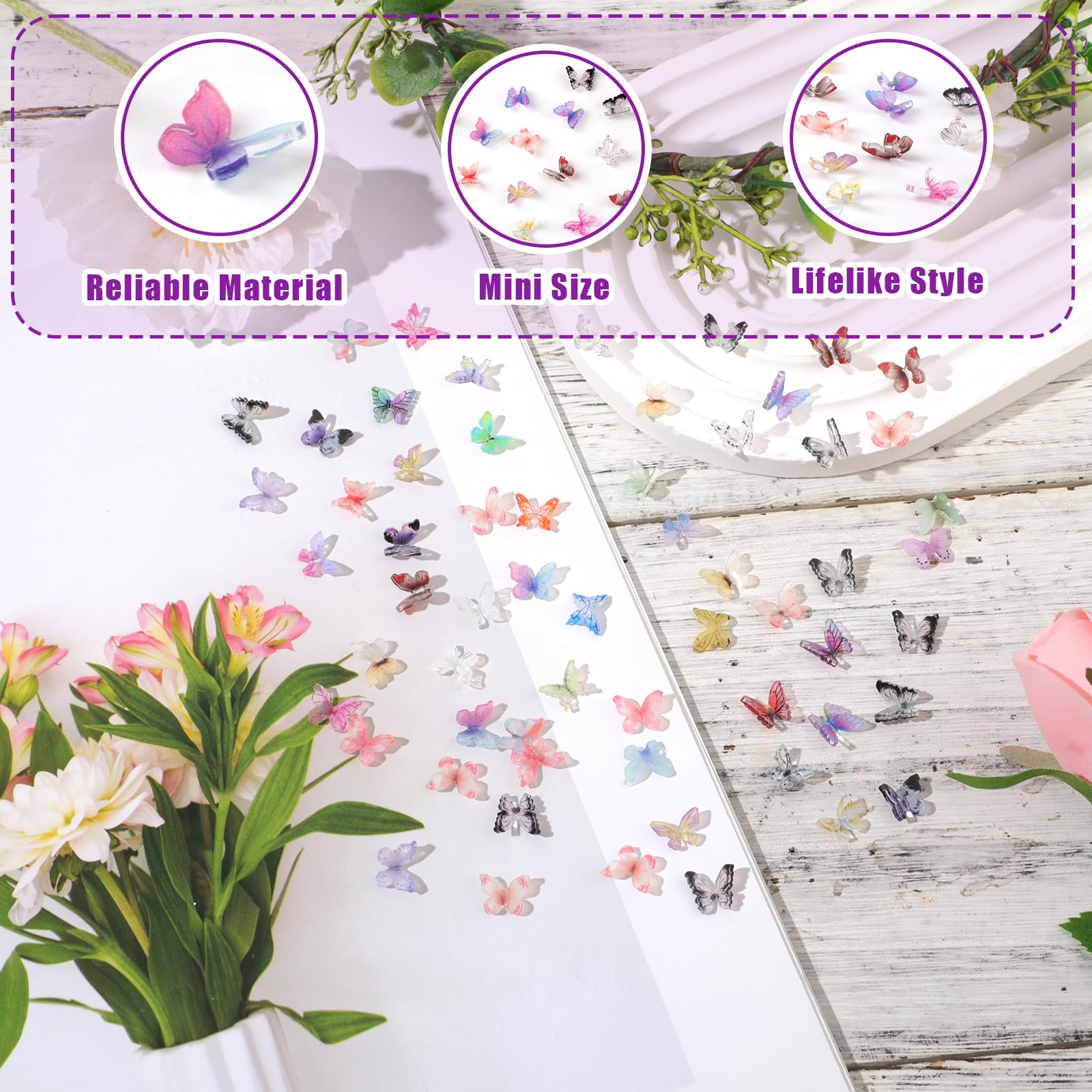 60pcs Micro Resin Butterflies - Image 4