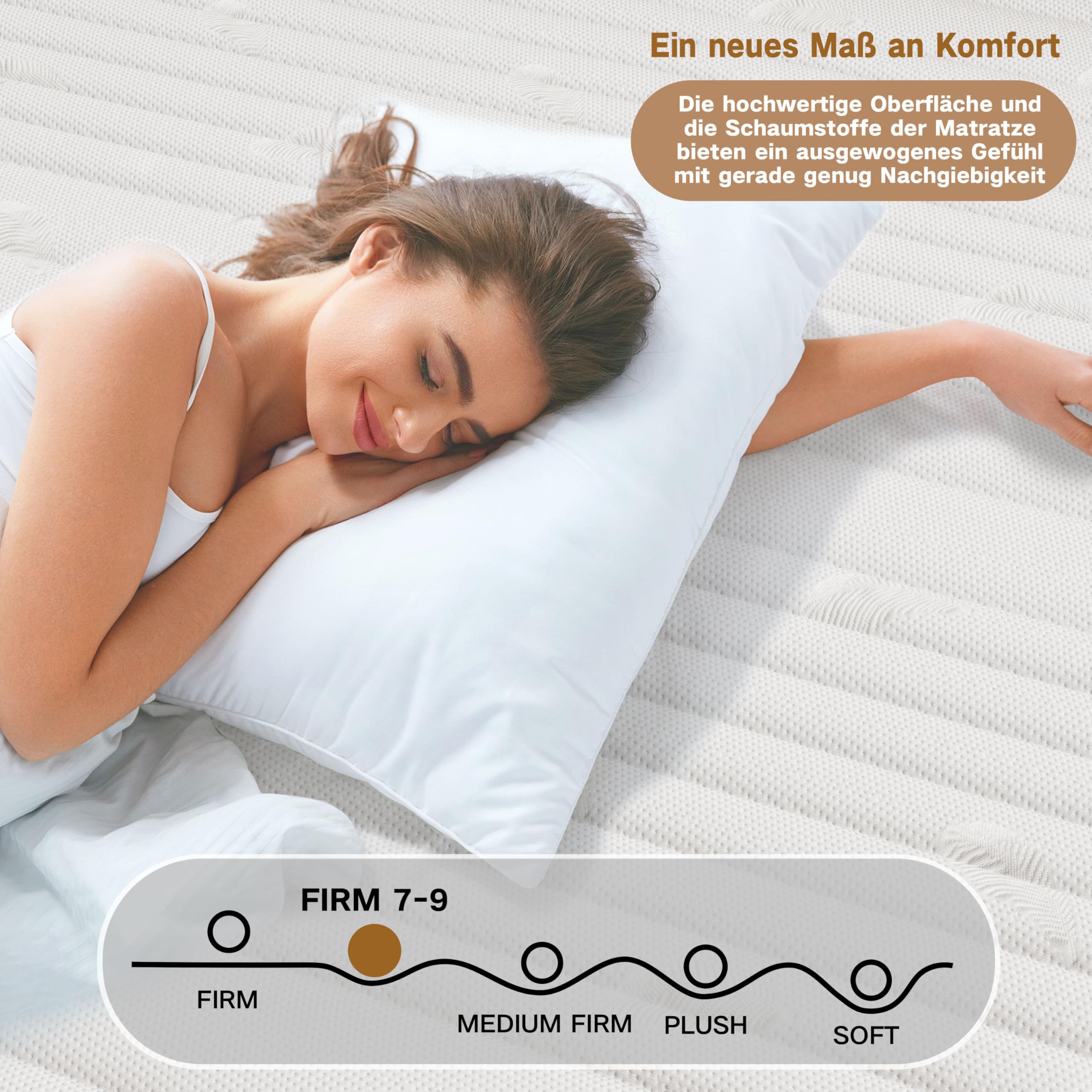 Extrafeste Matratze 140x200 H4 mit Öko-Tex Ertifiziert für höheres Körpergewicht & Rückenschmerzen Linderung, 7-Zone Taschenfederkernmatratze mit Memory Foam, Höhe 25cm