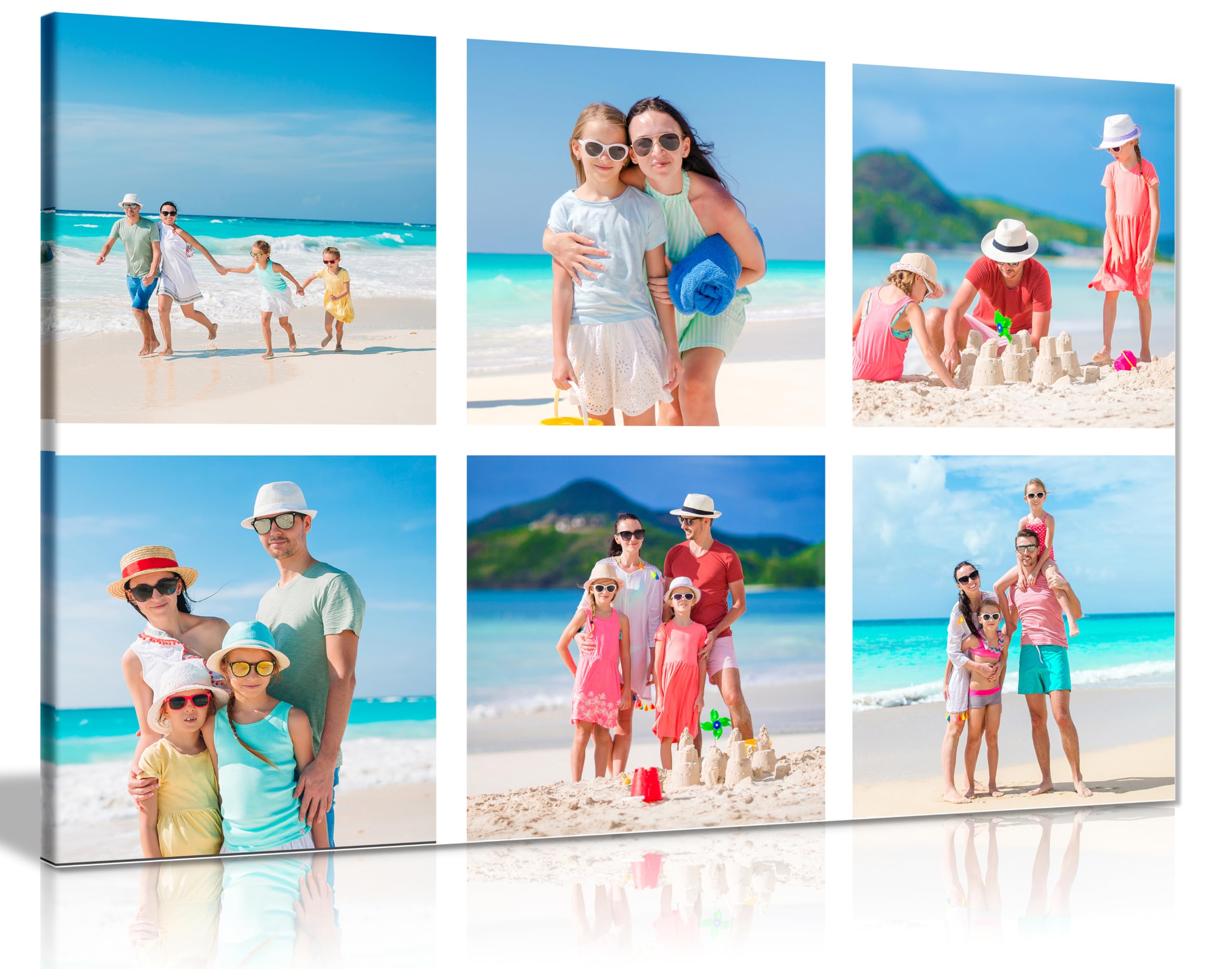 6 Photo Collage Landscape Personalised Canvas Print – Custom Photo Collage Wall Art – Multiple Sizes via “Customise Now” – Custom Printed Gift for Home & Occasions