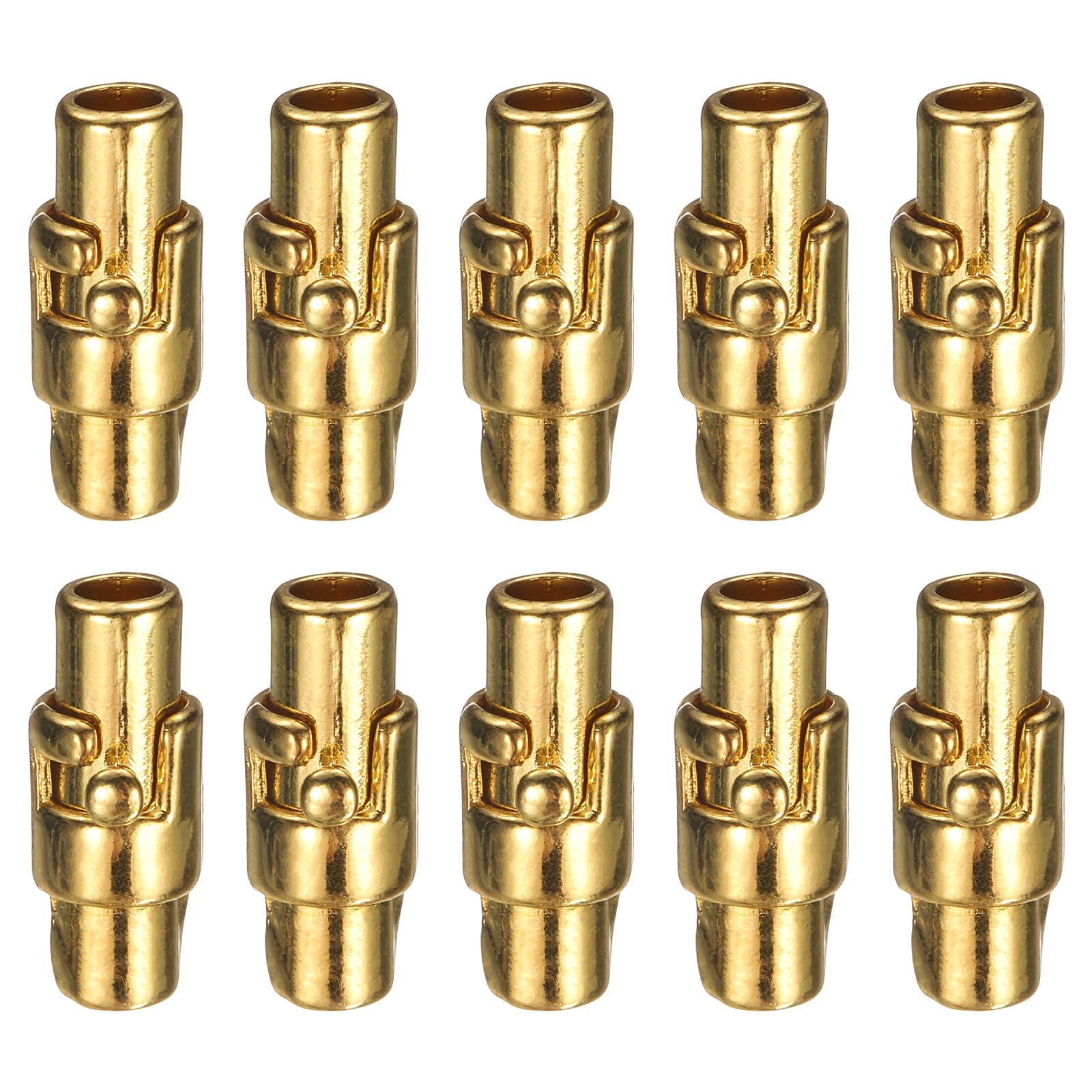 sourcing map 10pcs Leather Cord End Clasp 3mm Hole Magnetic Cord End Caps Closures Leather Bracelet Buckle for Jewelry Making DIY Supplies Crafts, Gold Tone