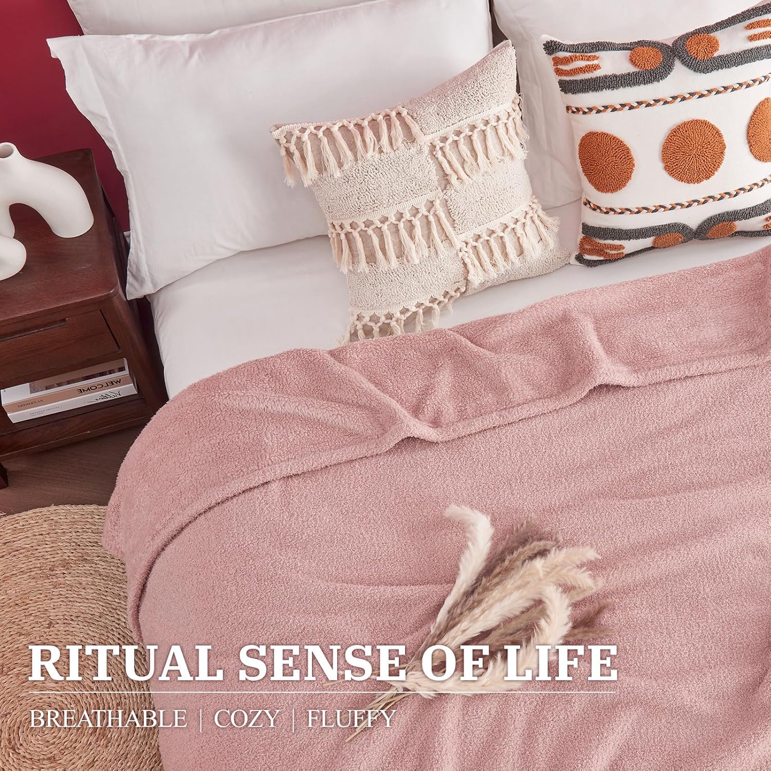 Ailemei Direct Knit Throw Blanket for Bed, Soft Thin Blankets for Sofa, Couch, Camping, Office Chair, Cozy Touch Lightweight Breathable Blanket All Season Use, Dusty Rose 50"×70" - Image 6