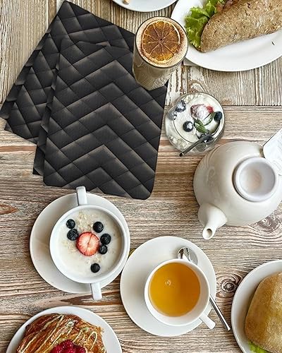 Miniatura 4 de Kitchen Towel 2 Packs Cotton Waffle Weave, Black Geometric Rhombus 16 x 24 Inch Absorbent Quick Drying Dish Towels Clothes for Kitchen Living Room