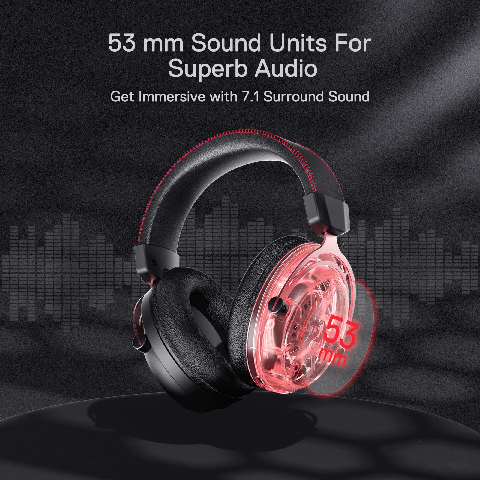 Redragon H386 kabelgebundenes Gaming-Headset - 7.1 Surround Sound - 53MM Audio-Treiber Memory Foam-Ohrpolstern mit strapazierfähigem Stoffbezug - Multiplattform-Kopfhörer - USB-Anschluss für PC/PS4/NS