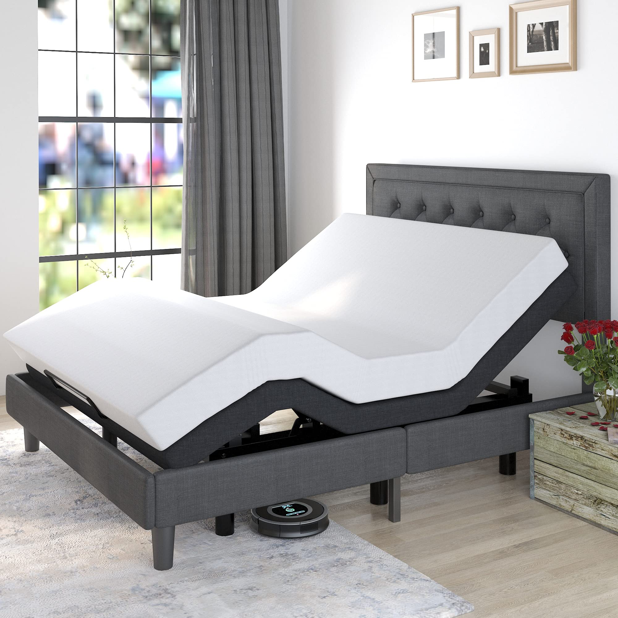 Allewie Adjustable Bed Base Frame / Queen Size Bed Upholstered Frame