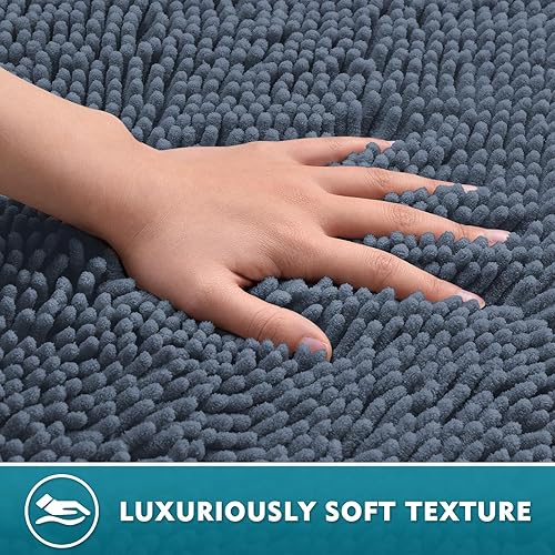 Miniatura 60 de Juego de 3 alfombras de baño extrasuaves y absorbentes, alfombras de baño de felpilla, alfombra de felpa antideslizante, juego de baño con alfombras