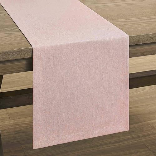 Miniatura 7 de ZeeMart Camino de mesa básico estilo lino, 14 x 90 pulgadas, color rosa claro, camino de mesa rústico de 90 pulgadas de largo, camino de mesa de