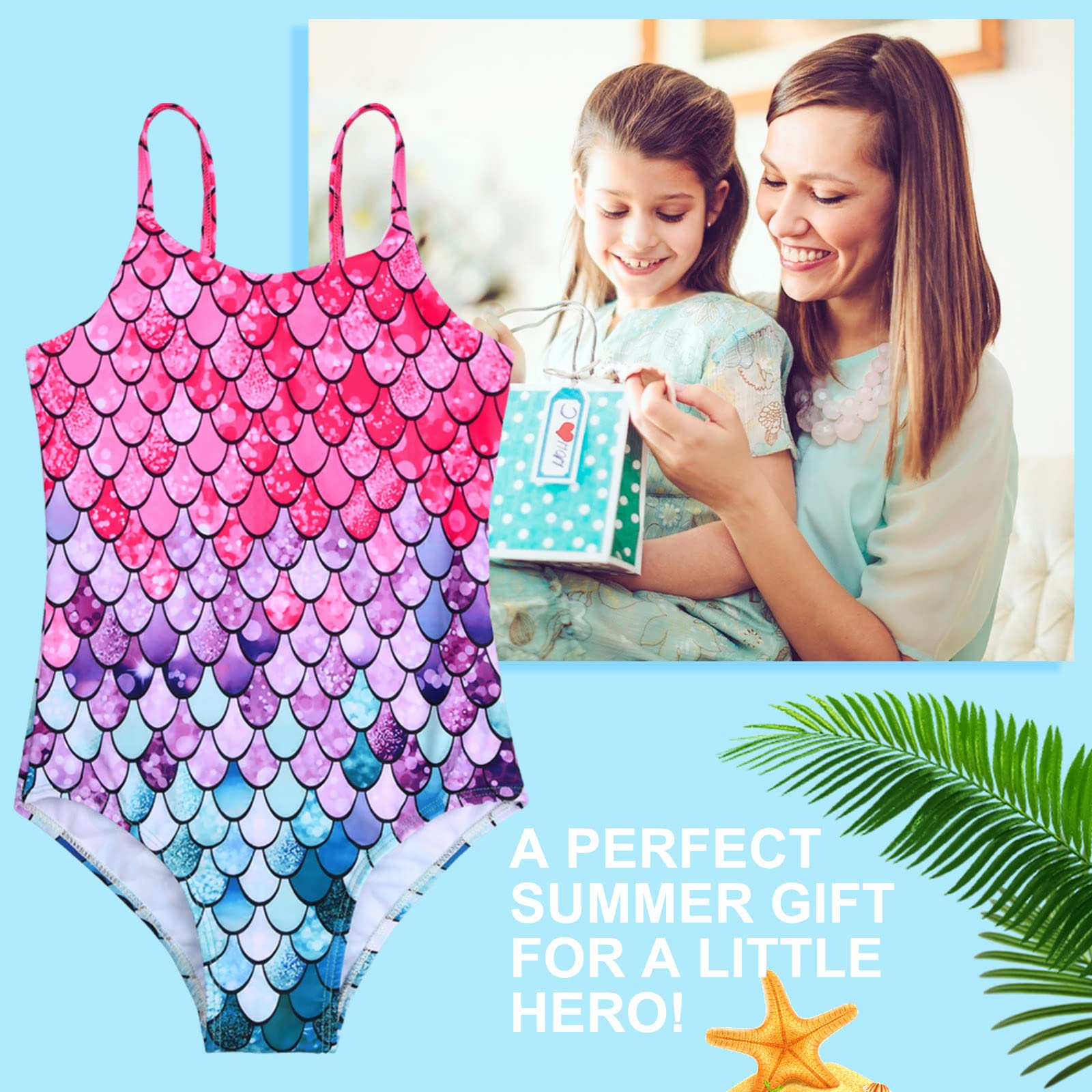 Nivofu Traje de Baño de Una Pieza para niñas, Bañador Niña, Traje de Baño Sirena para Niña, Traje de baño para niñas, Niñas Verano Natación Trajes de Baño para Fiesta natación de Verano