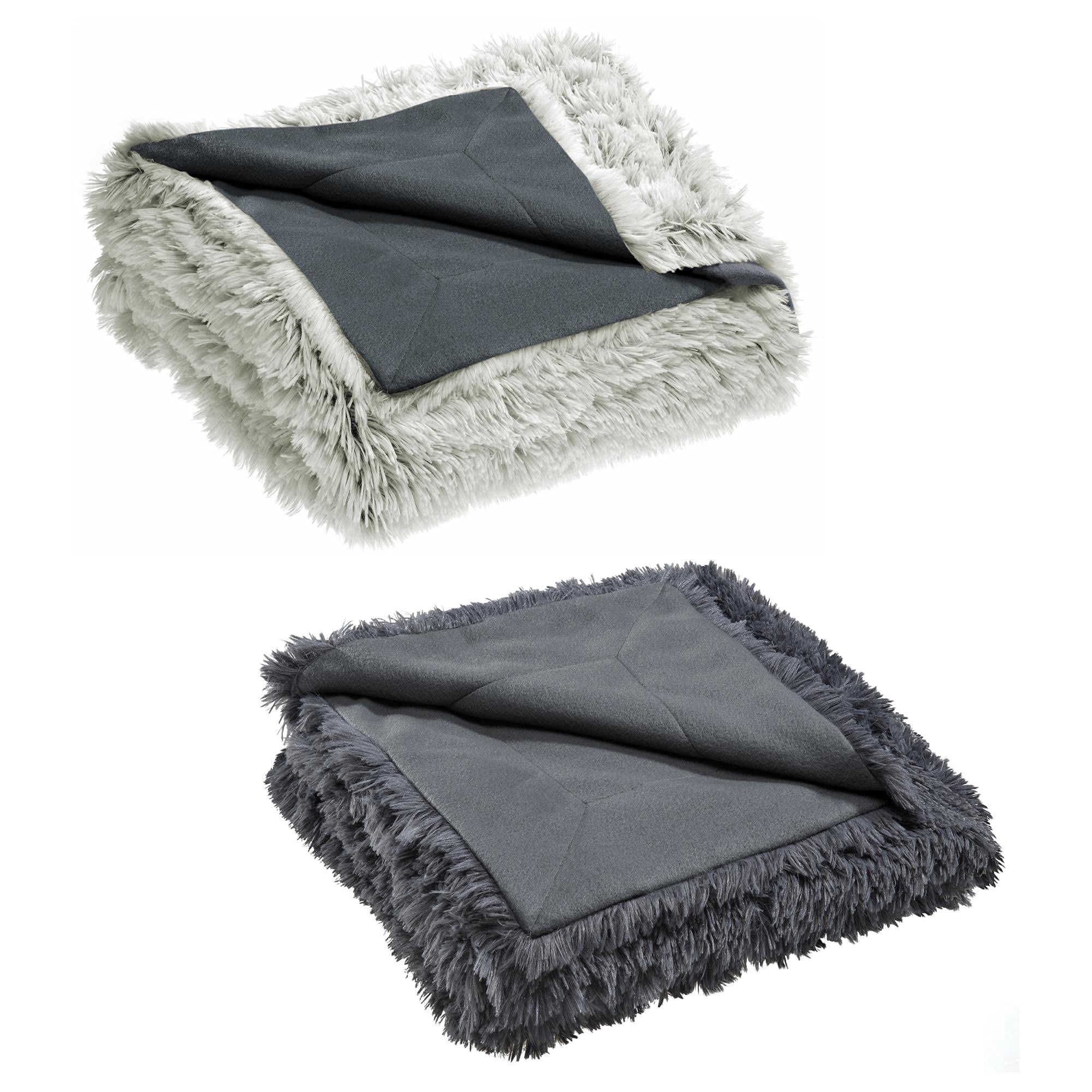 CelinaTex Manta XXL de 220 x 240 cm en Crema y Gris, Manta para sofá de Pelo de imitación Largo y Espeso con Aspecto flocati, Manta de Forro Polar con Certificado Öko-Tex, Shetland