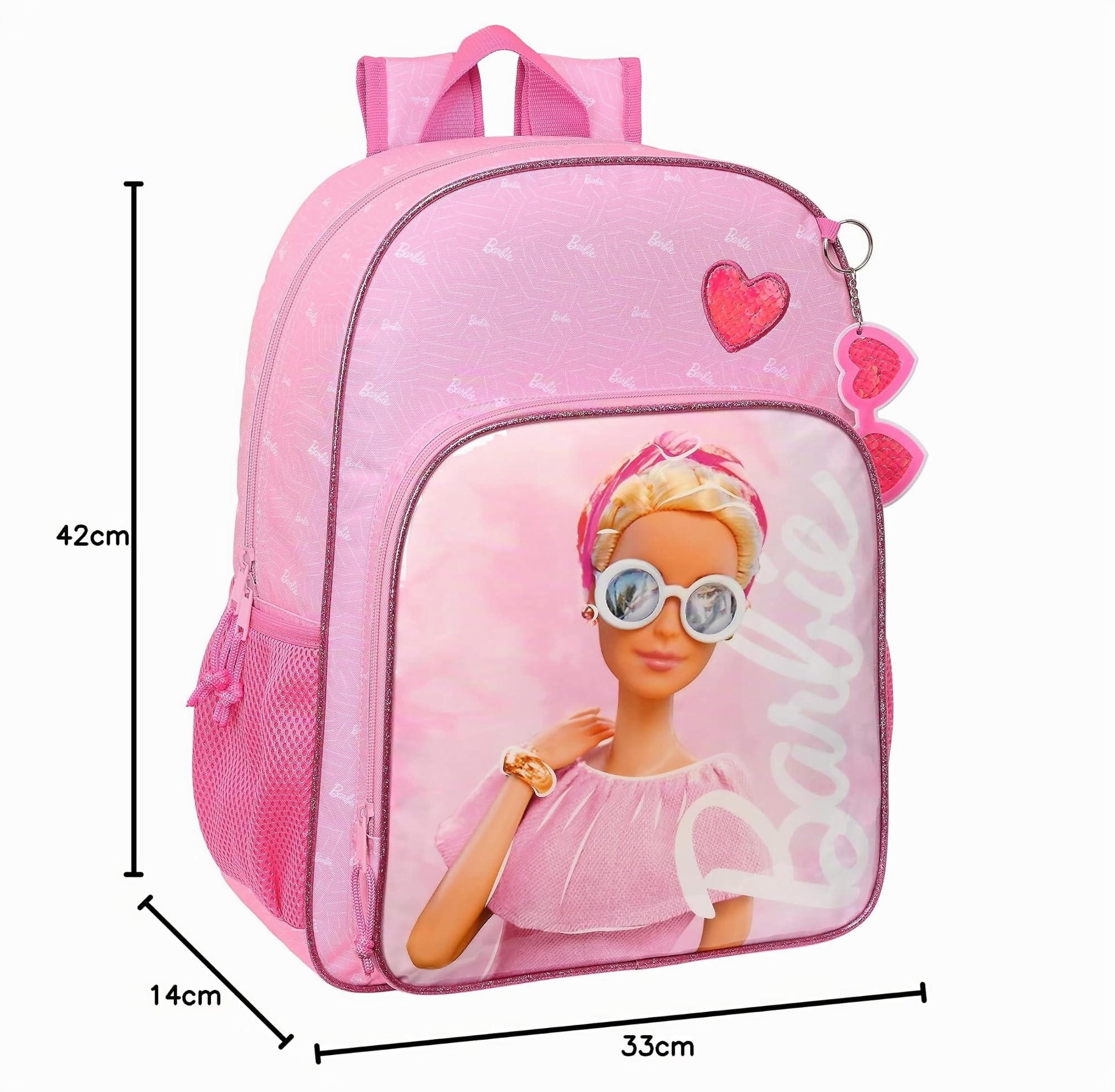 Safta BARBIE GIRL - Mochila Escolar Niño, Mochila Niño, Mochila Infantil, Adaptable a Carro, Ideal para Niños de 5 a 14 Años, Cómoda y Versátil, Calidad y Resistencia, 33x14x42 cm, Color Rosa