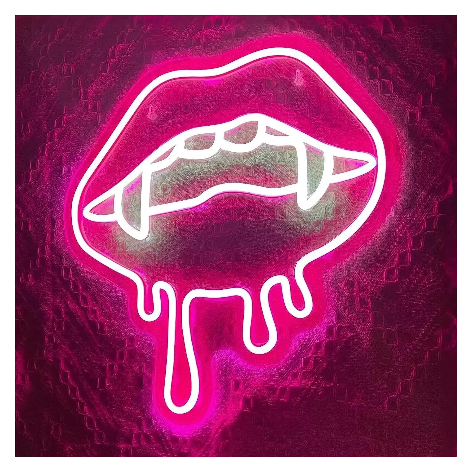 XENITE Hanging Art Neon Signs Vampires Lips Neon Sign USB Powered Dimmable Light for Bedroom Party Wall Decoration 33cm×35cm