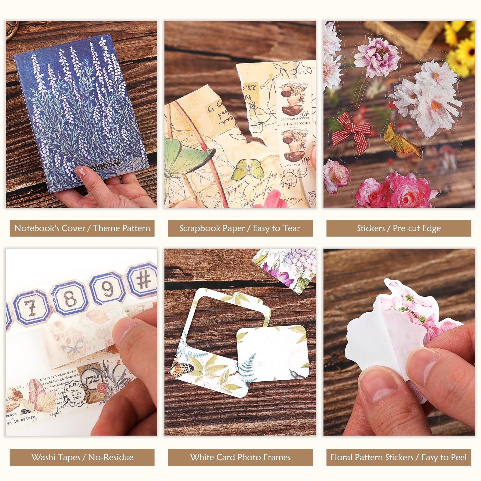 Lychii Scrapbooking Kit, 354 Pezzi Bullet Journal Accessori, con Quaderni A6, Washi Tape, Stickers, Carta Scrapbooking, per Bambini DIY, Regalo Compleanno&Giornata Bambini (Tema Pianta)