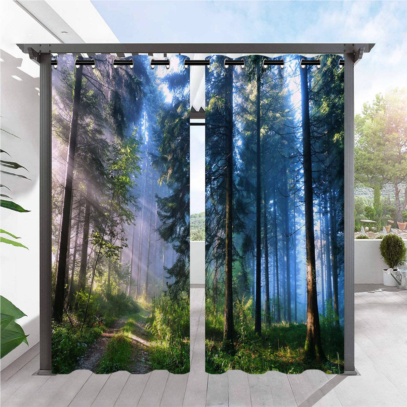 ANHOPE Outdoor Curtains Waterproof Eyelet Top 2 Panels W 52" x L 108" — image 1