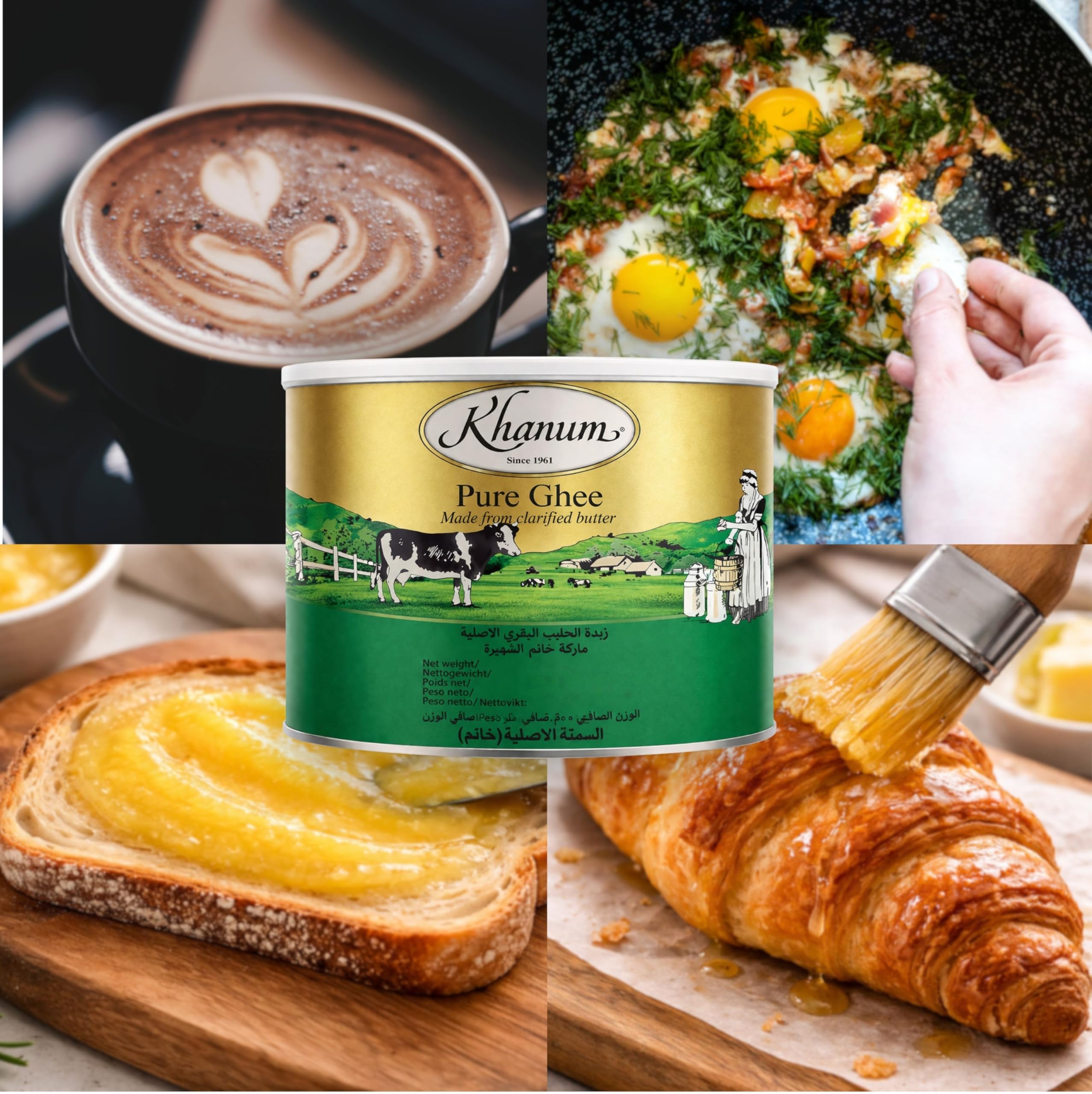 Mantequilla Clarificada Premium 100% Natural - Pure Ghee - Keto Friendly, Alto Punto de Humo, Sin Gluten - Ideal para Cocina Saludable - Laborawi (1 Kg)