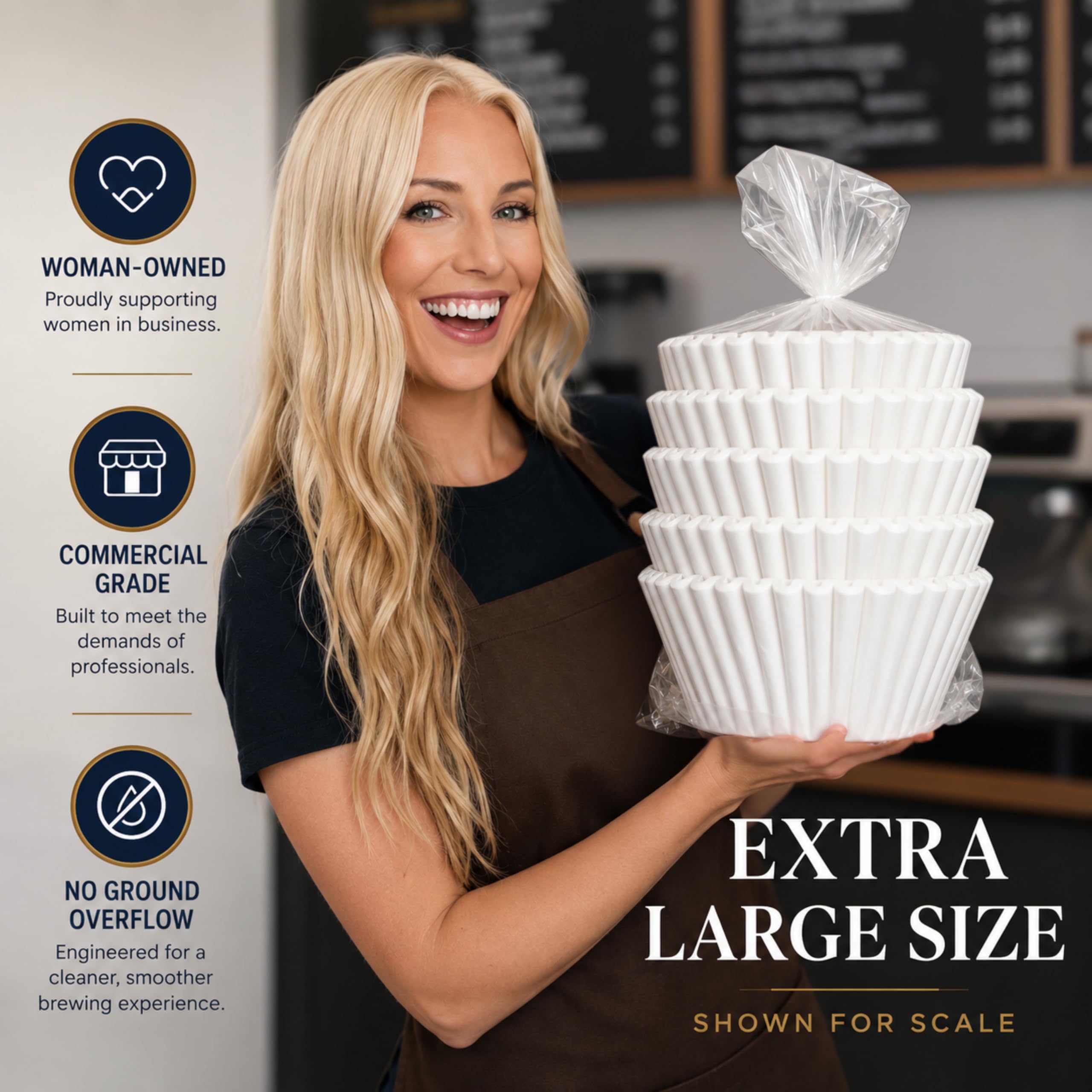 Katy's Extra große Kaffeefilter, Premium-Kaffee- und Teefilter für Restaurants, Cafés und mehr, 31,8 x 11,4 cm, kein Überlaufen, kein Reißen, 250 Stück Großpackung