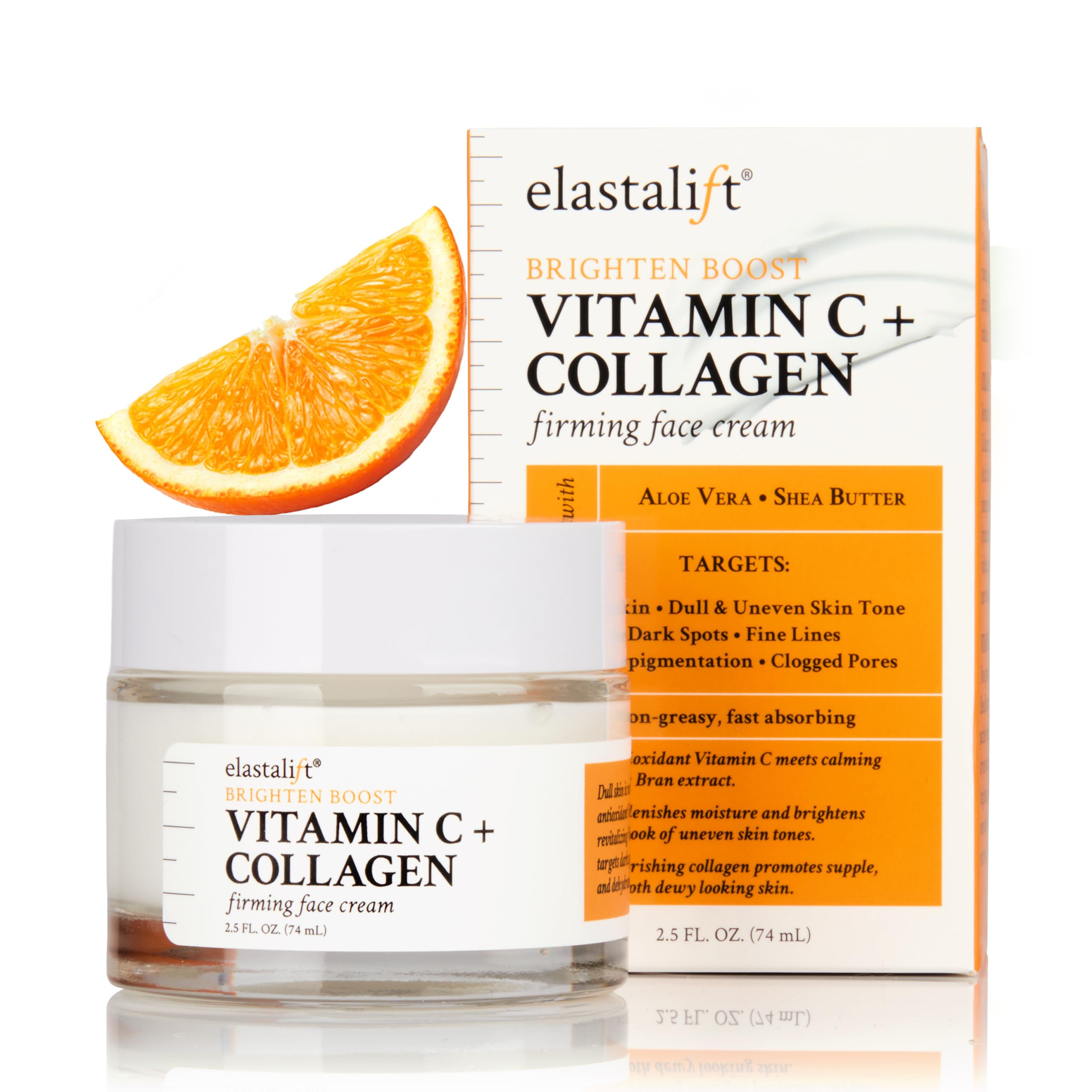 Elastalift Vitamin C Firming Face Cream Moisturizer Skin Care Facial Lotion, Potent Vitamin C Gel Cream For Face Targets Dry Skin, Age Spots, Wrinkles, Hyperpigmentation, & Sun Damaged Skin, 2 Fl Oz