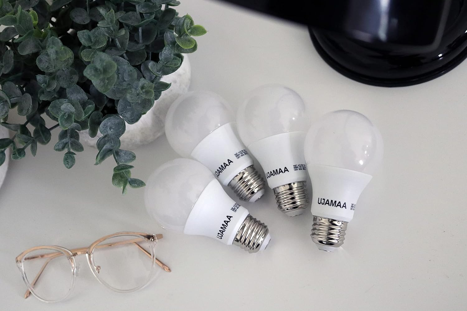 Ujamaa Lighting A19 LED, 60w Equivalent, 9w Efficient, 14 Year, 800 Lumens, Non-Dimmable, 3000K, Warm Light Bulb - 4 Pack