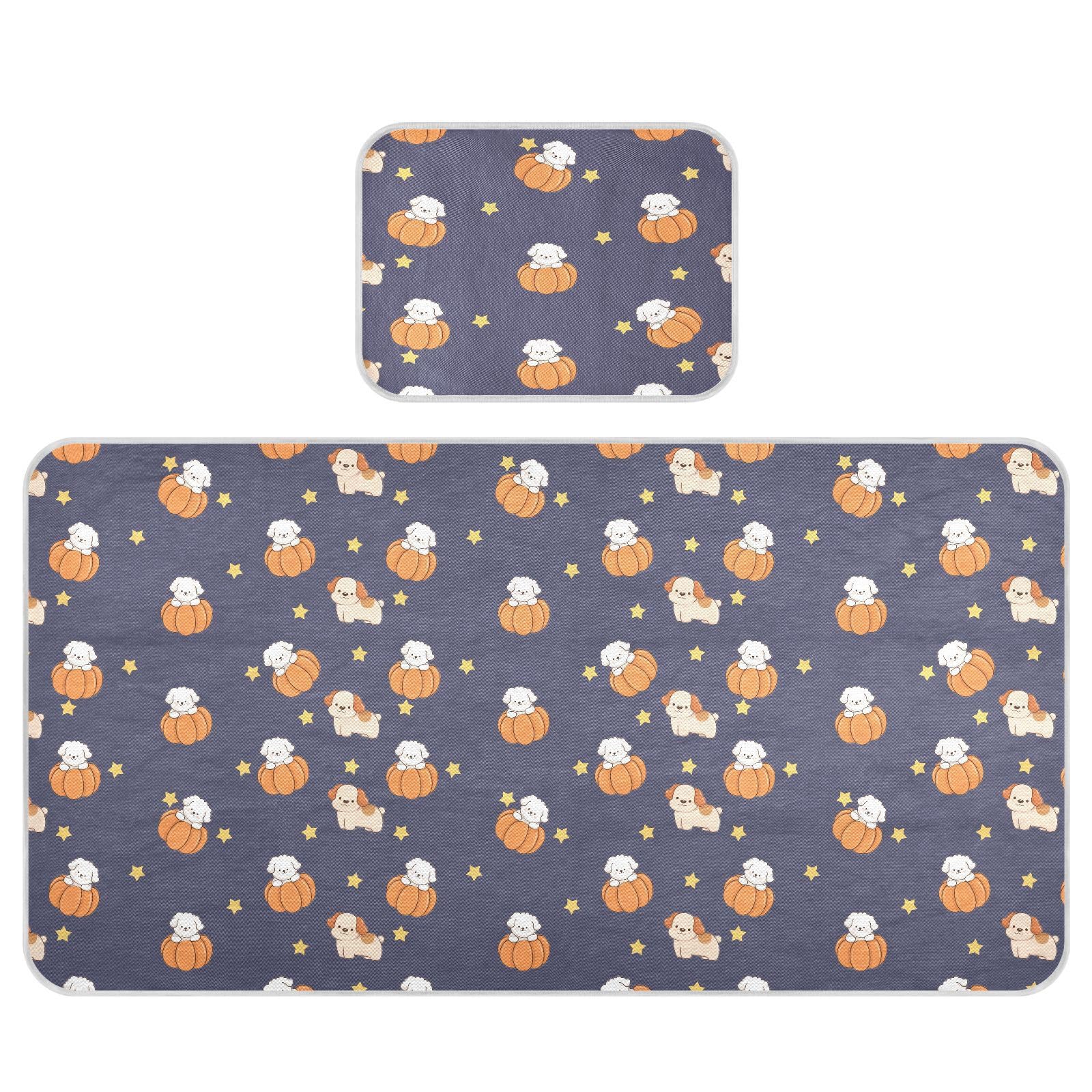 Bolaz Summer Sleeping Bed Pad, Star and White Dogs Cooling Mattress Set Breathable Bed Mat Ice Silk Mat + Pillow Cover for Toddler Boys Girls