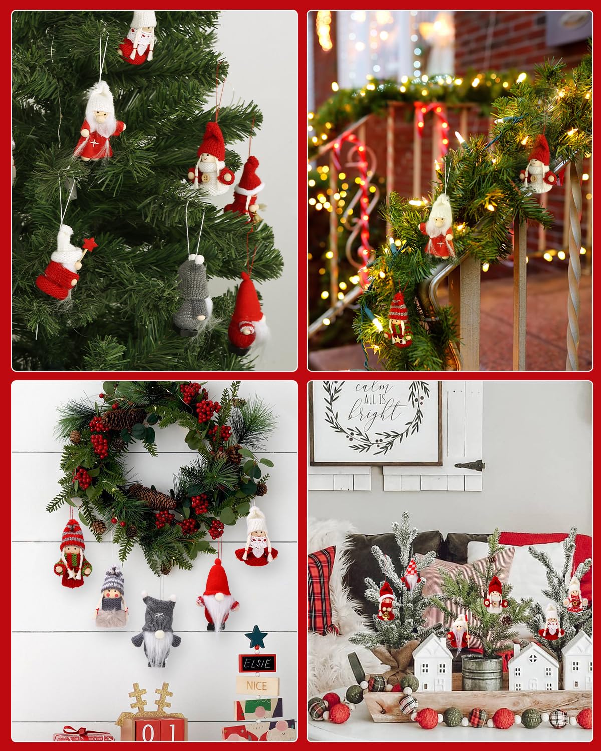 12 Piezas Ángeles Colgantes para árboles de Navidad,Gnomo Adornos de Navidad,Duendes Colgante para Decoracion árbol de Navidad,Linda Gnomo Regalos Adornos Navideños para Arbol Manualidades