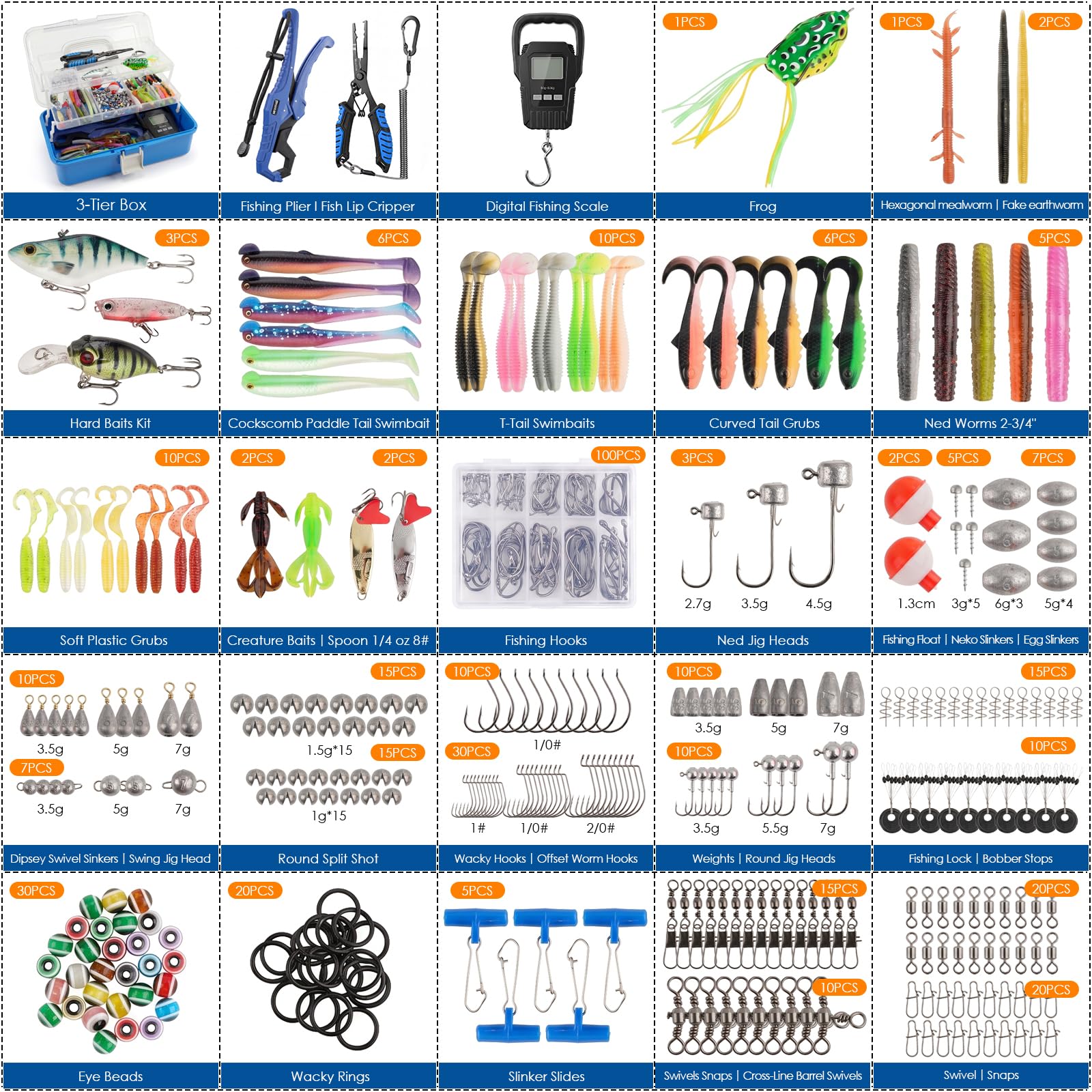 421PCS Fishing Lures Kit - Tackle Box for Anglers -5