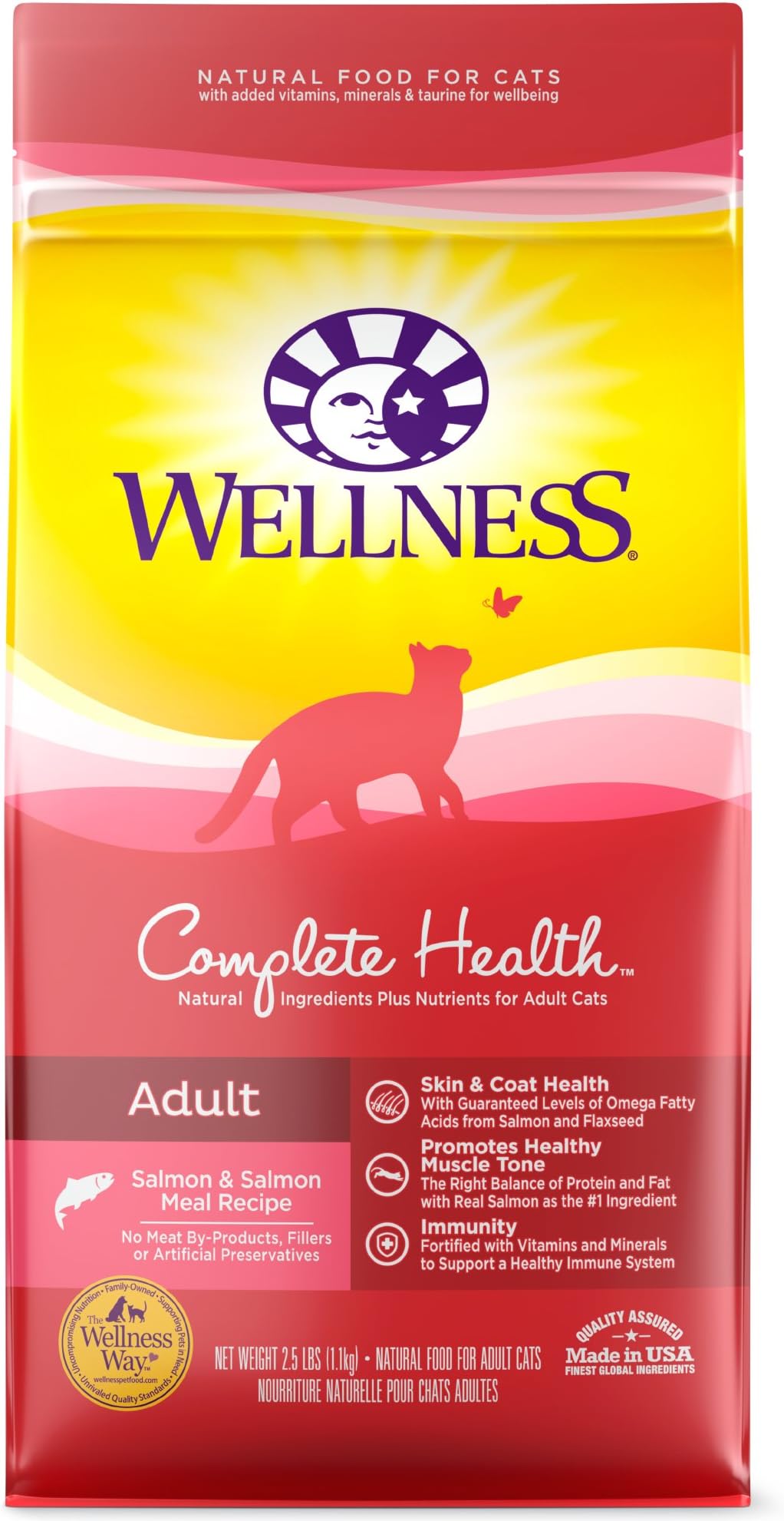 Wellness Complete Health Natural Dry Cat Food, Salmon & Salmon Meal Recipe, 2.5-Pound Bag
