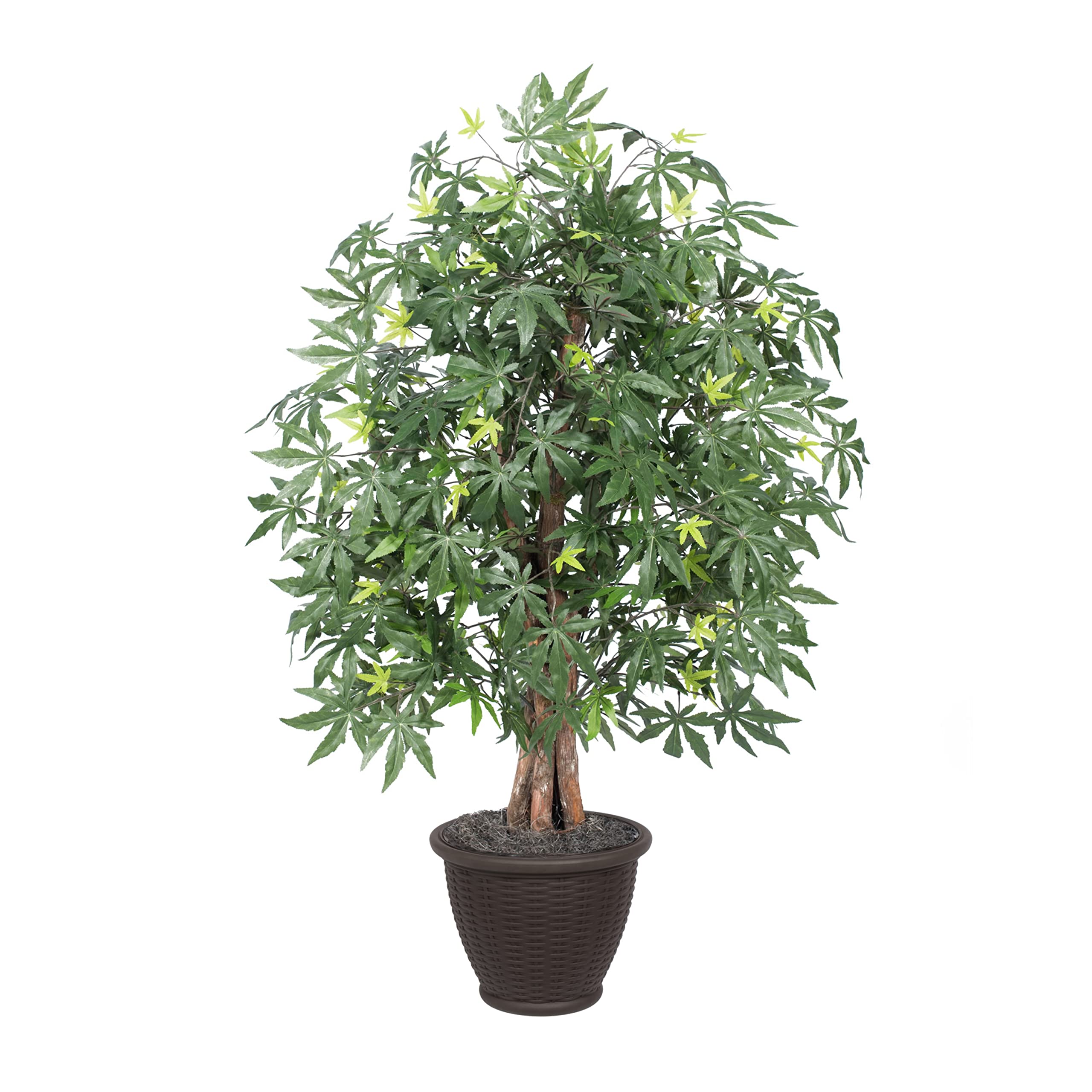 Vickerman 4' Artificial Japanese Maple Extra Full Bush, Brown Plastic Container.