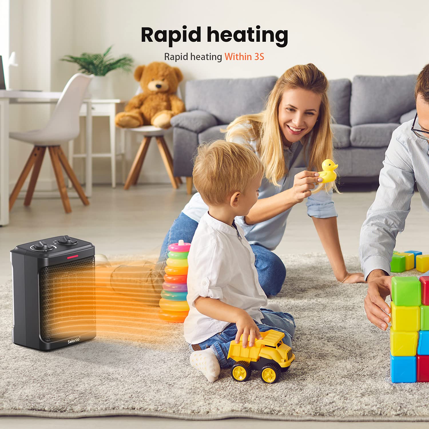 Electric Selanto 1500W Ceramic Space Heater, Portable, Space