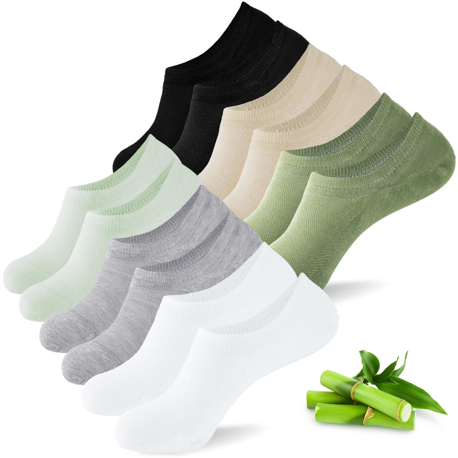 inaWarm Bambus 6 Paar Füsslinge Damen, Atmungsaktiv Füßlinge, Unsichtbare No Show Sneaker Socken mit Rutschfest Silikon Mehrfarbig S