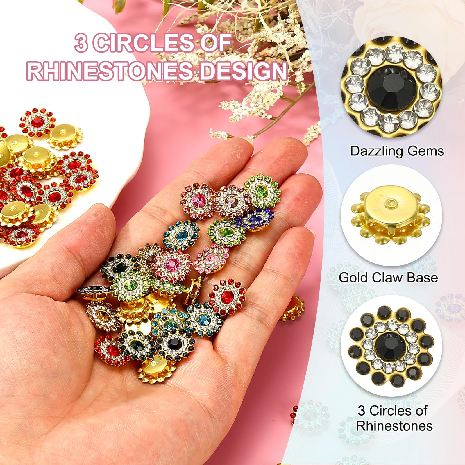 PATIKIL 200 Pcs Sew on Rhinestones - Image 3