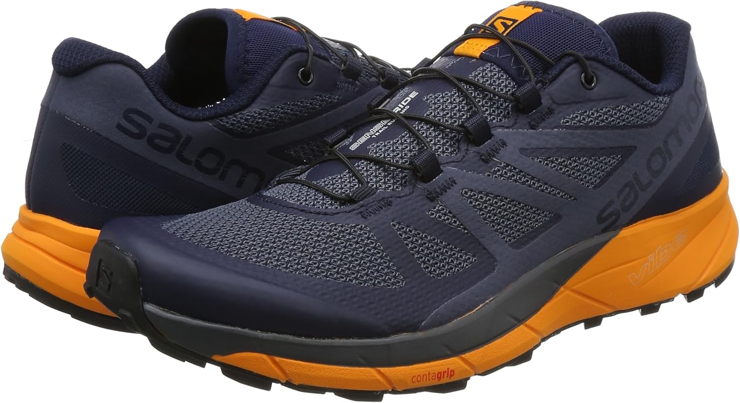 Salomon Sense Ride Trail Running Shoe - Men's Navy Blazer/Bright Marigold/Ombre Blue, US 7.0/UK 6.5