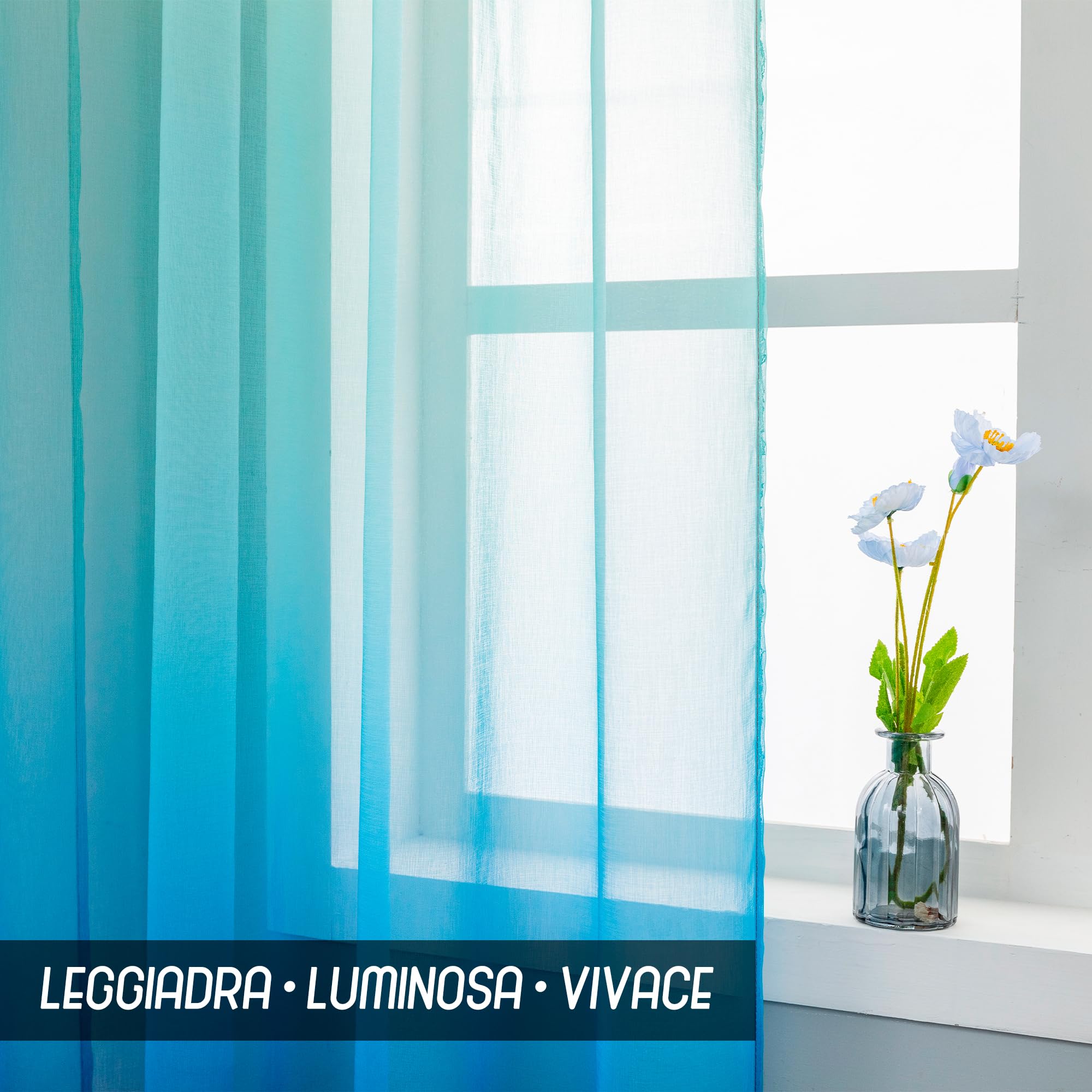 GIRASOLE HOME Tende Voile Semi Trasparenti Arcobaleno 2 Pannelli 140x275cm