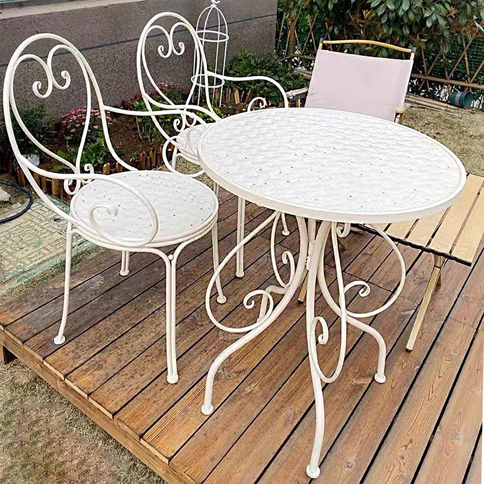 Set di 3 pezzi per balcone bistrot per 2 persone, salvaspazio, facile da pulire, ideale per patio, giardino e balcone