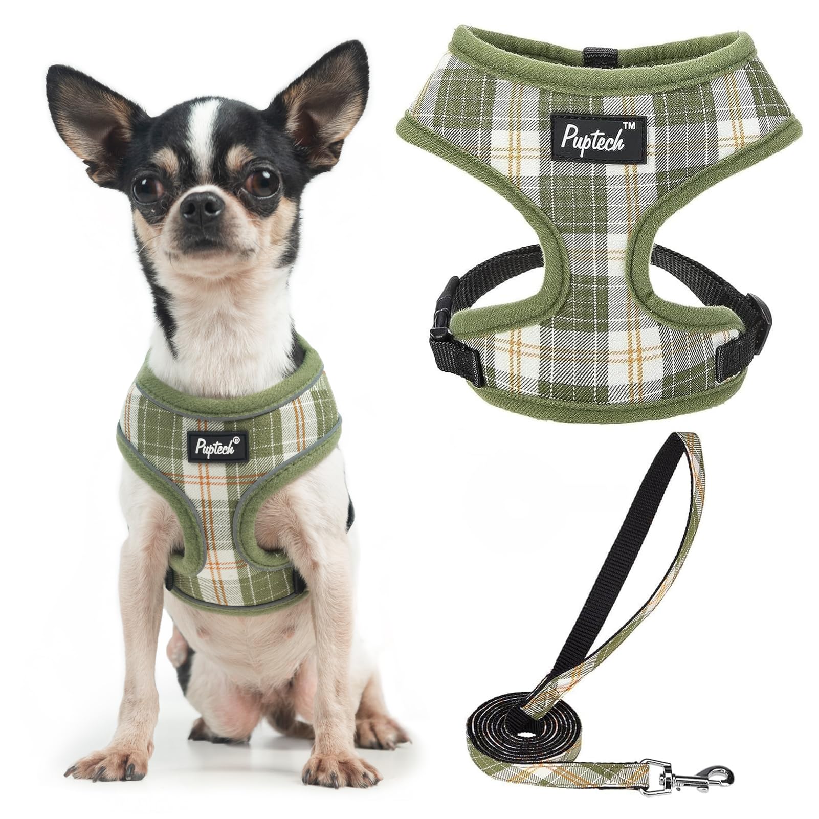PUPTECK Dog Harness Small Dog Soft Mesh Pet Puppy Cat Comfort Padded Vest No Pull Harnesses and Leash Set