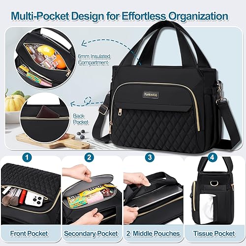 Miniatura 2 de Lonchera para mujer, bolsa de almuerzo aislada para mujeres y hombres, a prueba de fugas, grandes bolsas de almuerzo para mujer, para el trabajo,