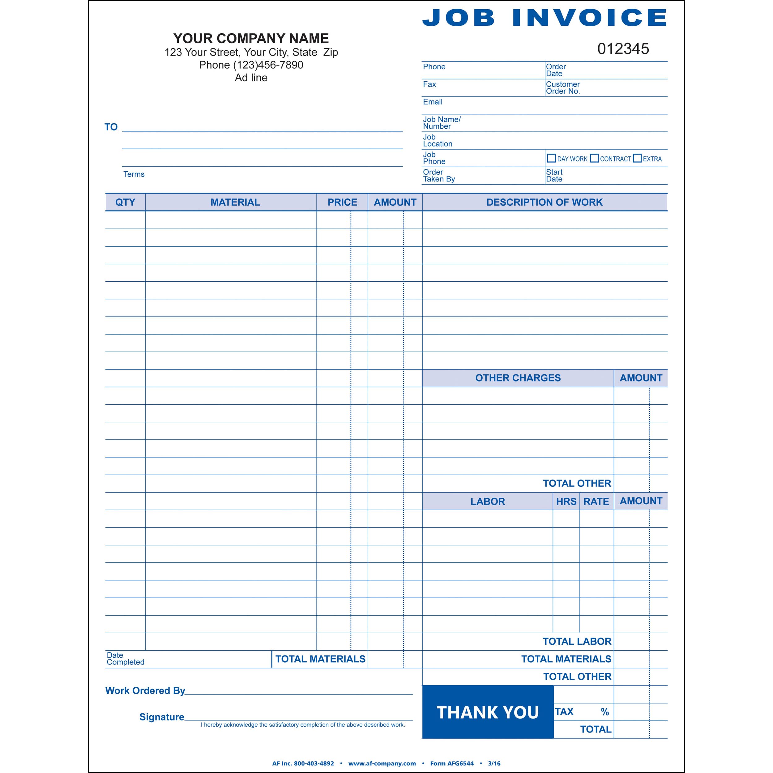 Job Invoice Book: A4 Blank Invoice Record Book For Small Business, Payment Request And Job Tracking: Business, AFS