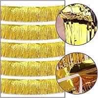 Vista 4 de Paquete de 5 guirnaldas de flecos dorados de 10 pies, guirnalda de flecos de papel metálico, serpentinas metálicas de oropel con flecos, pancarta