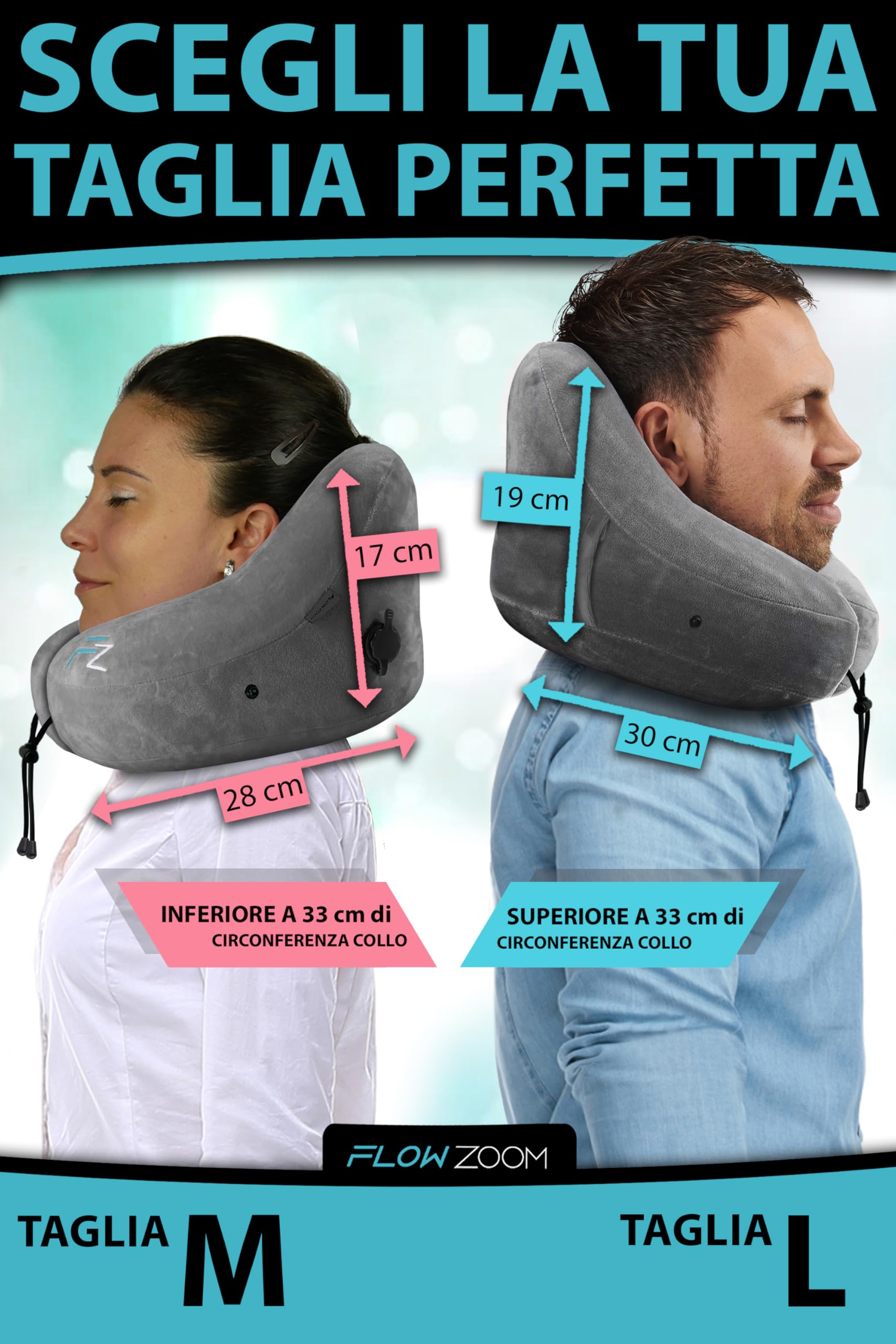 Cuscino Da Viaggio Gonfiabile Per Collo - 2 Pezzi Con Federa Morbida - Foto 4