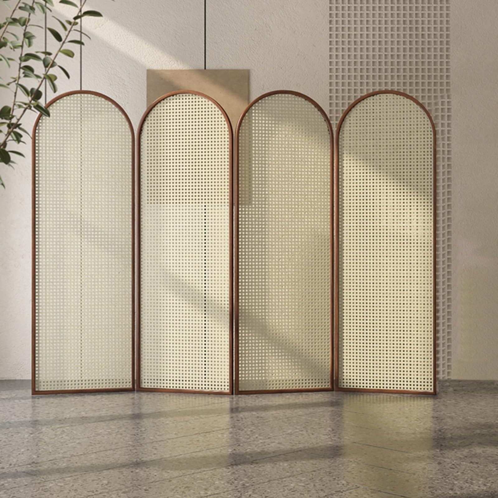 GLETSF Room Divider 6Ft Wall Dividers Wood Screen 4 Panels, Folding Partitions Walls Home For Study/Living Room/Teahouse Privacy, Vertical Separator With Bamboo Mesh Woven-Style 1