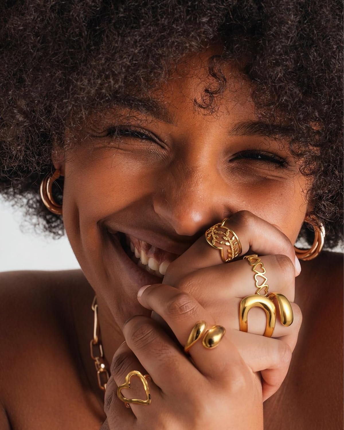 YeGieonr Gold Rings for Women Non Tarnish, Stackable Adjustable Open Ring Set, 8 Pcs Dainty Stainless Steel Gold Plated & Silver Plated Jewelry Gift - Image 2