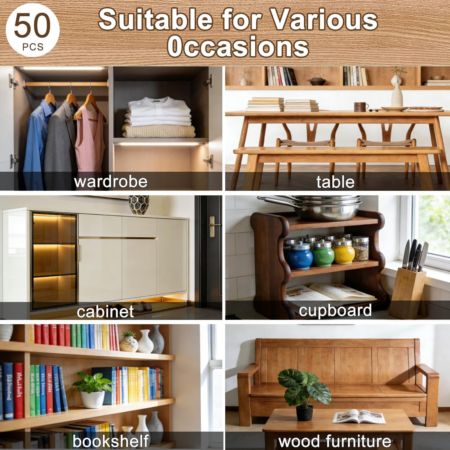 50 Pcs Cabinet Shelf Support Pegs, Self-Tapping Screws with Non-Slip Sleeves, Laminate Fixed Support Pins for Cabinets, Bookcases, Wardrobes and Furniture Shelves
