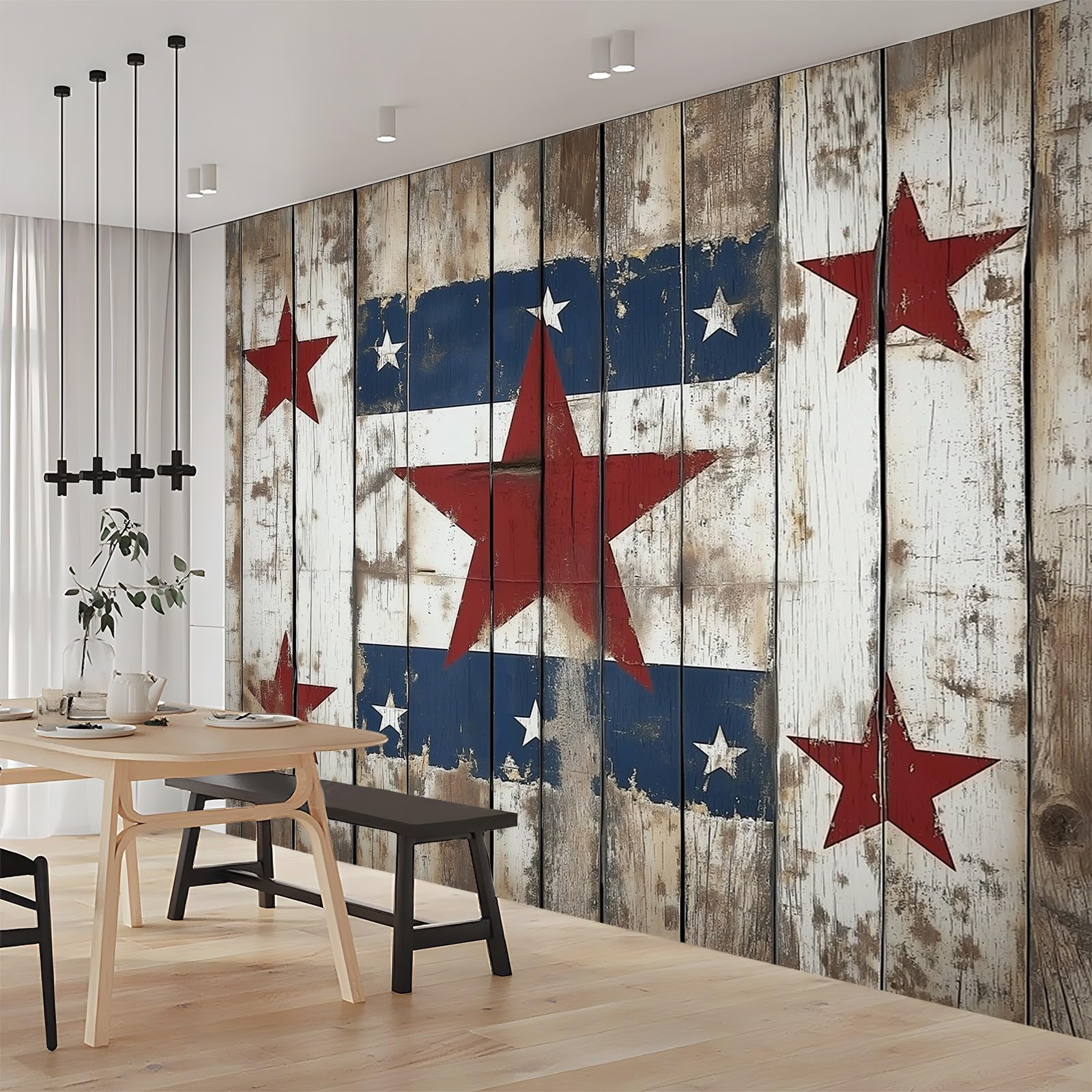 Tapeta z pięcioramienną gwiazdą, tapeta na fizelinie, biała, brązowa, włóknina, nowoczesny design, 400 x 280 cm, do mebli dziecięcych, kuchni, sypialni, salonu, mieszkania